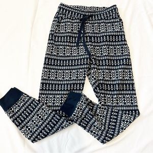 Uniqlo Navy Fair Isle Winter Print Fleece Pants Size XS